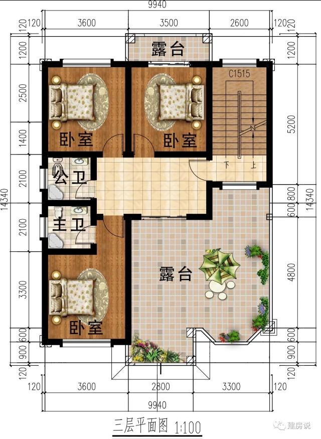 帶車庫的歐式別墅設計圖，123平34萬建，分分鐘秒殺商品房
