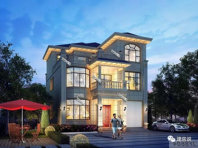 帶車庫的歐式別墅設計圖，123平34萬建，分分鐘秒殺商品房