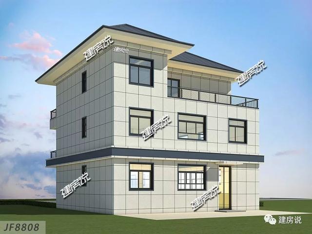 136㎡三層別墅設計圖，帶有大門店，這是一棟能生財的房子