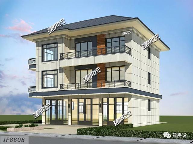 136㎡三層別墅設計圖，帶有大門店，這是一棟能生財的房子