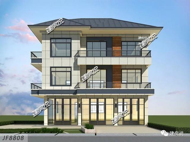 136㎡三層別墅設計圖，帶有大門店，這是一棟能生財的房子