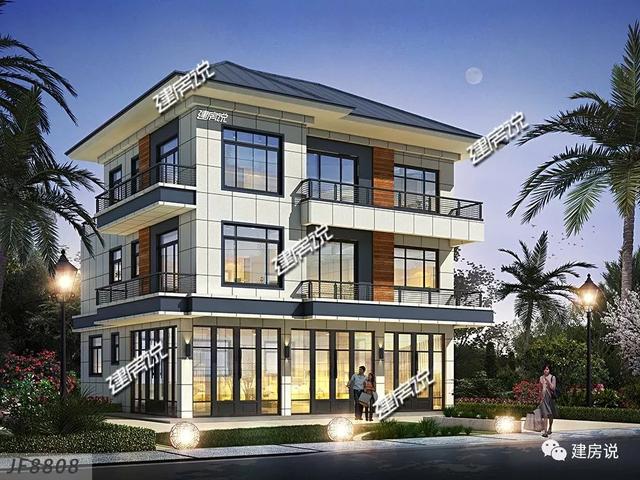 136㎡三層別墅設計圖，帶有大門店，這是一棟能生財的房子