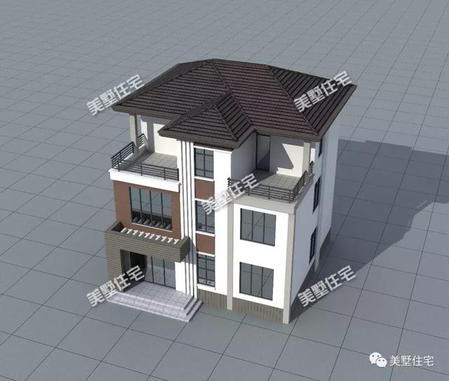 現代風別墅設計圖又出新款，占地116平帶挑高客廳和茶室，廚房另建