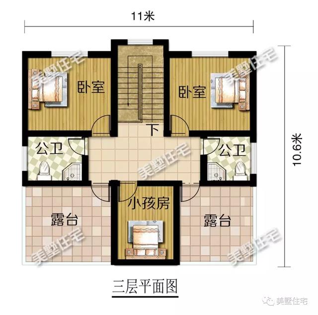 現代風別墅設計圖又出新款，占地116平帶挑高客廳和茶室，廚房另建