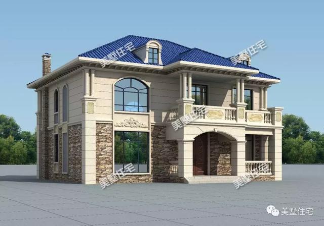 方正實用的二層小別墅設計圖，挑高客廳+中西雙廚，建議你別錯過