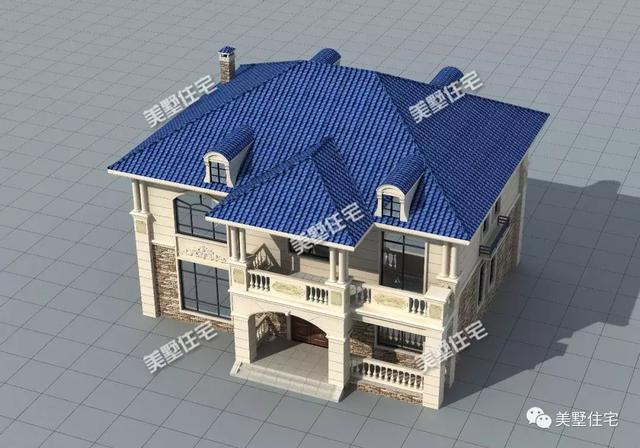 方正實用的二層小別墅設計圖，挑高客廳+中西雙廚，建議你別錯過