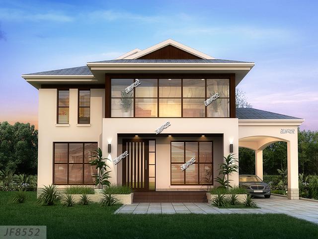 洋氣簡約大氣的兩層別墅設(shè)計(jì)圖，外觀十分好看，讓人移不開眼睛