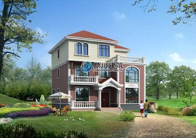 5款三層小別墅設計圖，農村房子這樣建夠大氣夠體面，復式客廳+大露臺