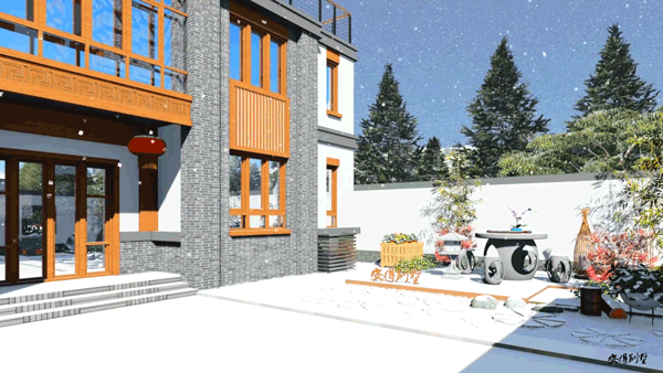 農村三層新中式別墅設計圖戶型實用，造型設計上更加符合現代人對審美的要求