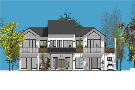 二層農村自建別墅設計圖，整體外觀造型符合南方當地的氣候特點