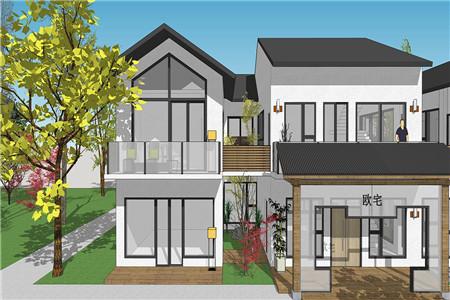 二層農村自建別墅設計圖，整體外觀造型符合南方當地的氣候特點