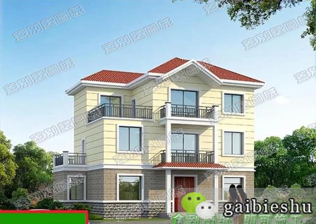 30萬以內磚混結構農村三層房屋設計圖，戶型周正，南北通透