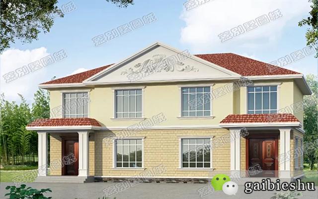 開間12米二層雙拼別墅全套施工效果圖，簡單實用，造價經濟