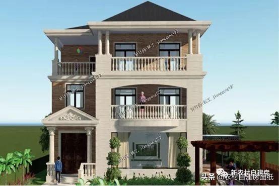 歐式三層農村別墅設計圖，大氣又接地氣，非常方正大氣