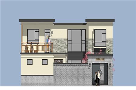 簡歐風格二層農村自建房設計圖，入戶就有一個大庭院，好生別致