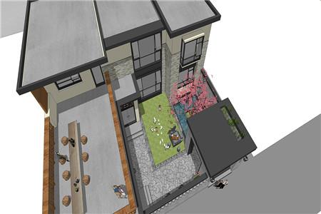 簡歐風格二層農村自建房設計圖，入戶就有一個大庭院，好生別致