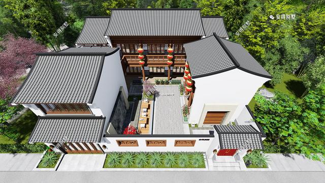 這款四合院別墅設計圖，占地面積不需要很大，小面積也可以建的精致合院別墅