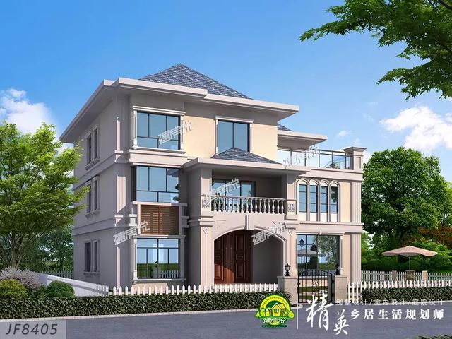 16X15三層歐式別墅設計圖，娛樂室+露臺+衣帽間，住的寬敞又舒適