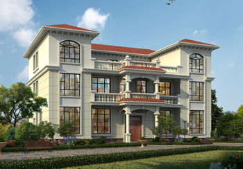 堂屋共用的三層雙拼別墅設計圖，總占地面積245平米