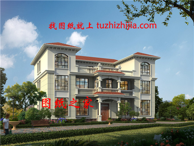 堂屋共用的三層雙拼別墅設計圖,總占地面積245平米