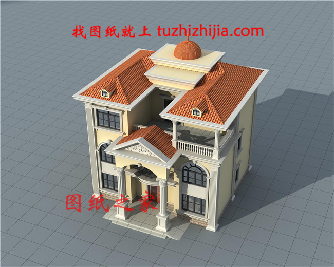 農村實用三層樓房圖片,占地140平米左右,客廳中空