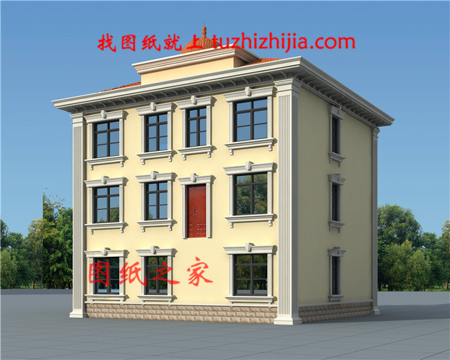 農村實用三層樓房圖片,占地140平米左右,客廳中空