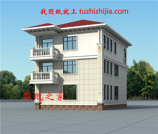 10米×13米最好看的農村三層樓房,客廳中空,占地120平米