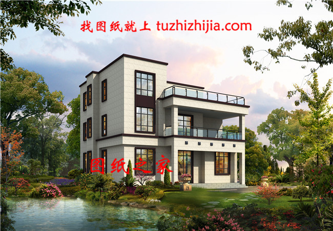 農村現代三層建房子設計圖及圖片，平屋頂的設計