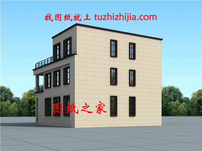 農村現代三層建房子設計圖及圖片，平屋頂的設計
