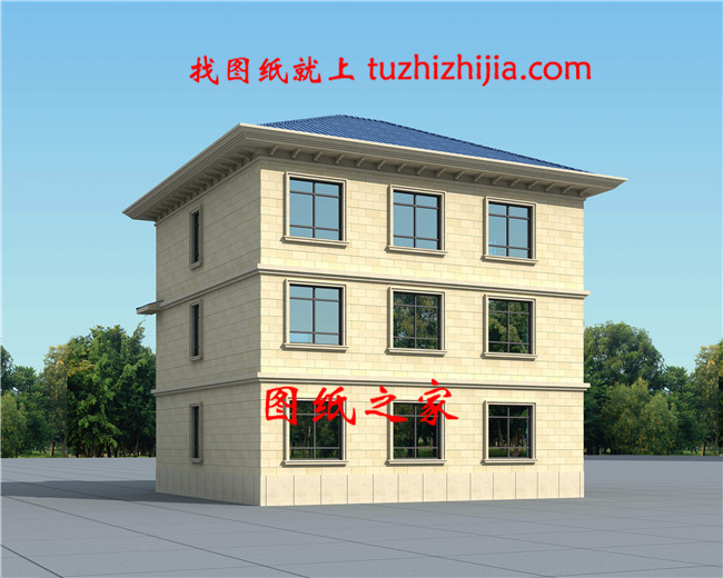 新式三層別墅設(shè)計(jì)圖,客廳中空,占地125平米左右