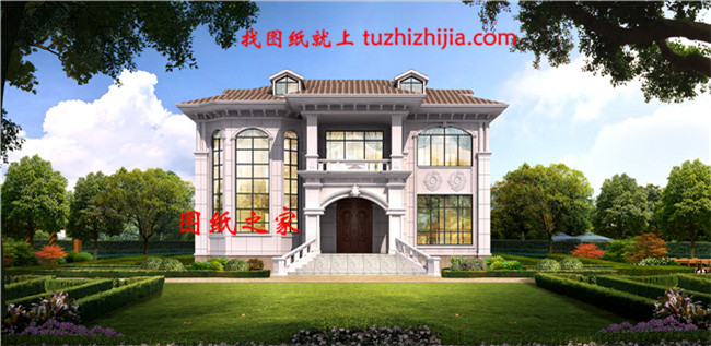 2019新款二層別墅設計圖紙,精致秀麗,客廳中空