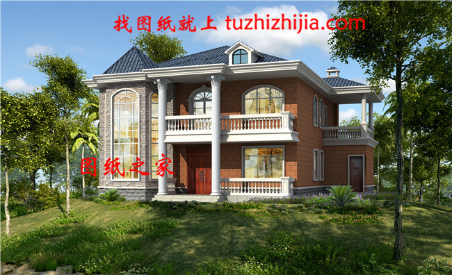 最新五十萬農村二層別墅設計圖紙，客廳中空