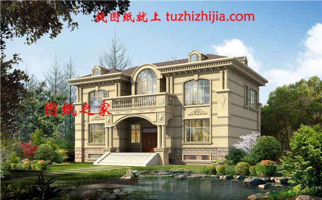 帶地下室二層精致歐式小別墅圖片,占地160平米左右