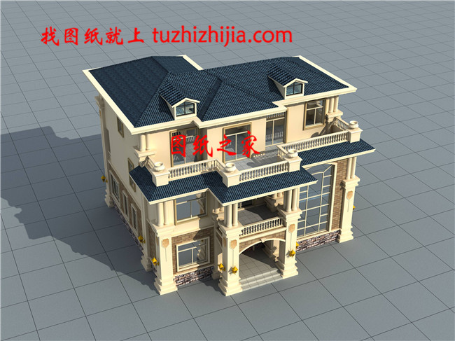 新式帶挑空客廳三層鄉(xiāng)村別墅設(shè)計(jì)圖,占地170平左右