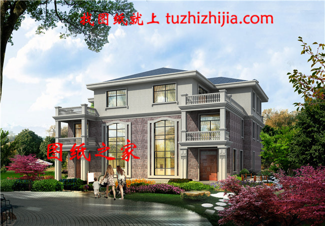 最新設計出圖的三層雙拼自建房圖片，占地260平方米