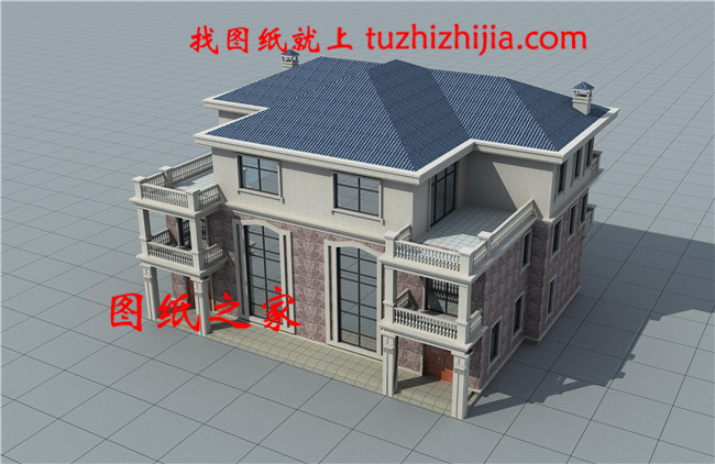 最新設計出圖的三層雙拼自建房圖片，占地260平方米