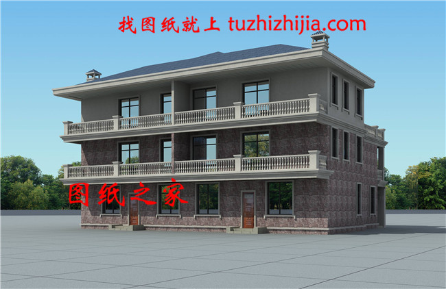 最新設計出圖的三層雙拼自建房圖片，占地260平方米