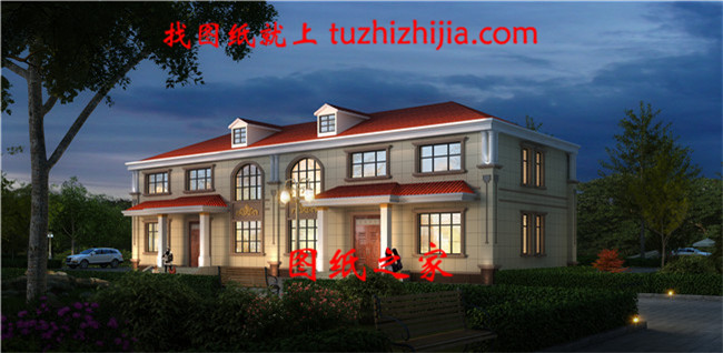 簡單大氣二層雙拼樓房、兩兄弟聯拼別墅房屋設計圖