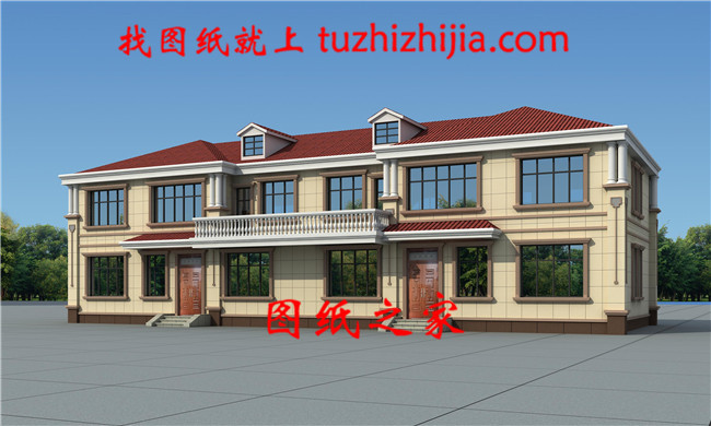 簡單大氣二層雙拼樓房、兩兄弟聯拼別墅房屋設計圖