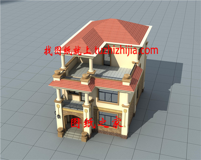 精選20萬內8&times;12米5臥帶屋頂涼亭+老人房農村三層別墅