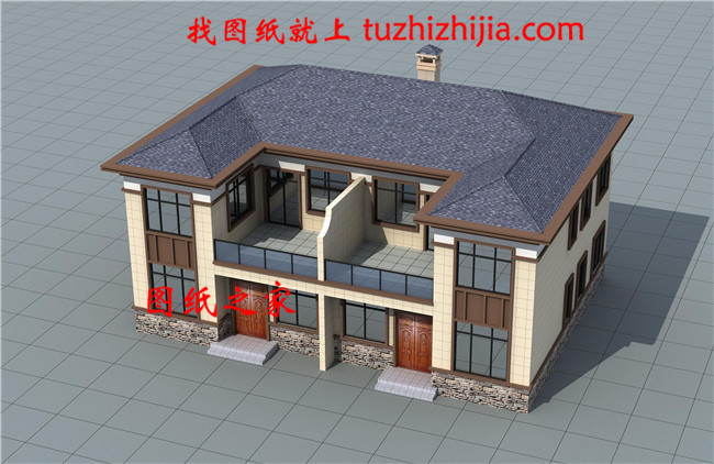 200平米新中式二層雙拼樓房設計圖，實用美觀，單戶面積100平米