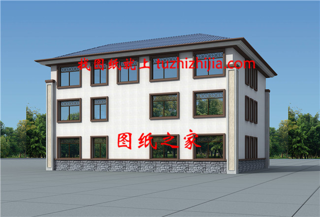 現代簡歐帶健身房+影音室三層自建別墅