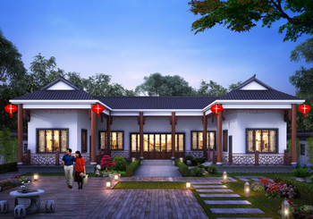 農(nóng)村現(xiàn)代新中式三合院設(shè)計(jì)圖及效果圖片，外觀好看極了