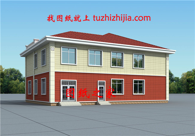 簡(jiǎn)歐風(fēng)格帶車庫(kù)的兩層農(nóng)村自建房設(shè)計(jì)圖