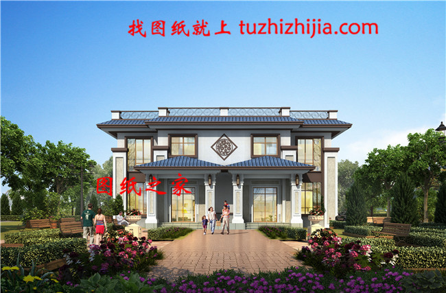 45萬新中式二層雙拼自建房別墅設計圖,一座矗立在山頂的神話