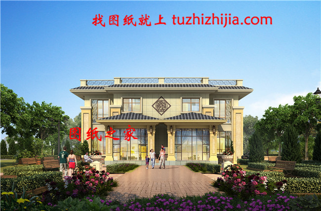 45萬新中式二層雙拼自建房別墅設計圖,一座矗立在山頂的神話