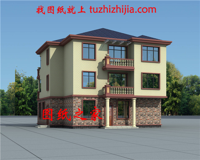 大氣美觀鄉村三層樓房設計戶型圖,占地168平方米