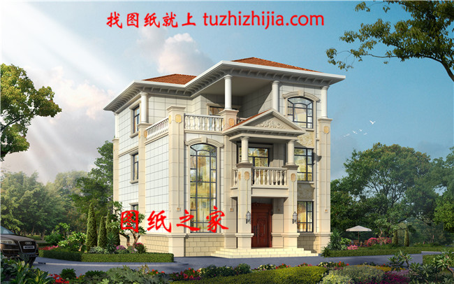 10X13米最新歐式三層別墅樓房設計圖，外觀清新明亮