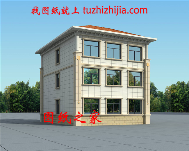 10X13米最新歐式三層別墅樓房設計圖，外觀清新明亮
