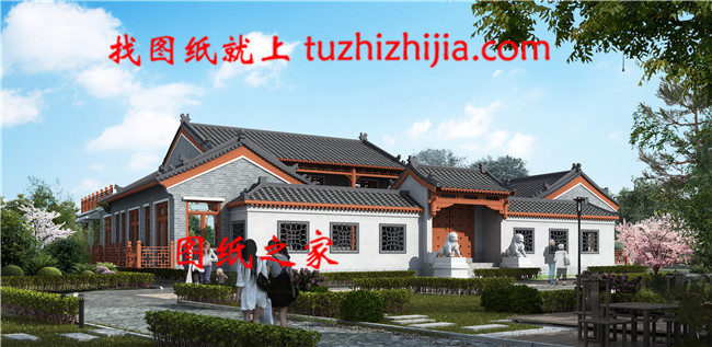 精美二層中式四合院別墅設計圖,外型設計十分漂亮